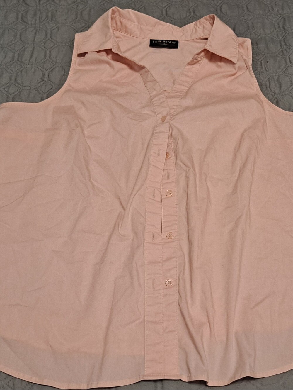Lane Bryant Light Pink Sleeveless Collared Button-Up Top Sz 16
